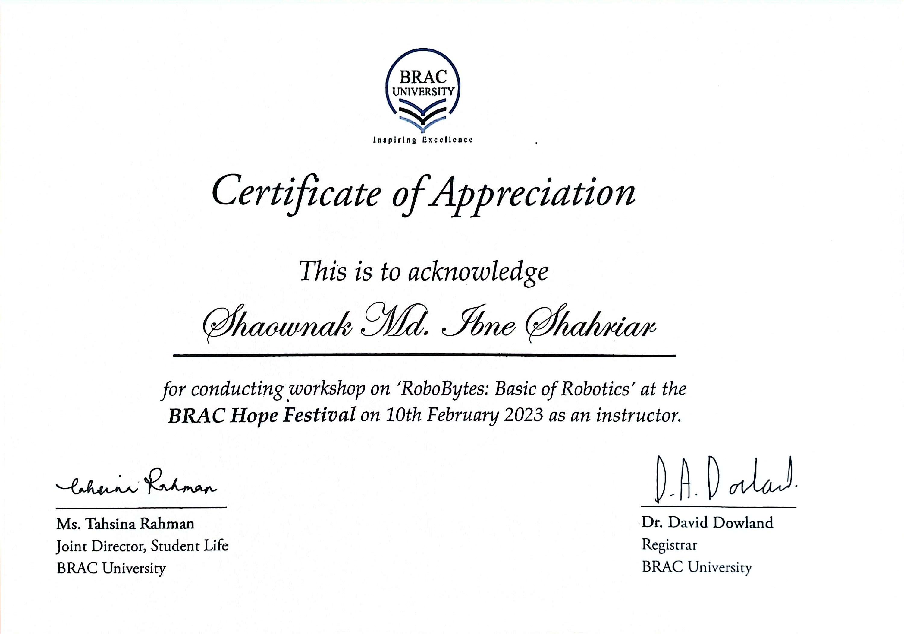 BRACU Robotics Workshop